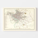 Vintage Map of Stockholm, Sweden 1838