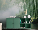 Foggy Bamboo Forest River Wallpaper Mural.