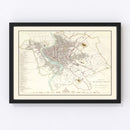 Vintage Map of Stockholm, Sweden 1838