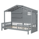 House Bed With Shelves, Window And Sparkling Light Strip On The Roof