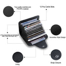 Credit Card Holder Wallet PU Leather Snap Closure Purse Accordion Case with 12 Pcs Card Slots