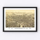 Vintage Map of Glens Falls, New York 1884