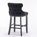 Contemporary Upholstered Wing-Back Barstools With Button Tufted Decoration And Wooden Legs, And Nailhead Trim, Leisure Style Bar Chairs, Bar Stools (Set of 2) by Unique Piece Furniture
