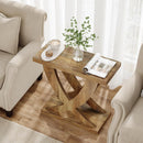 End Table With Cross Fishtail Support For Living Room - Brown by HouseOfZazla