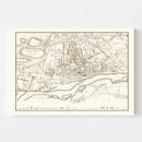 Vintage Map of Warsaw, Poland 1831