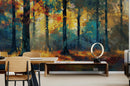 Colorful Forest Painting Wallpaper Mural.