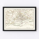 Vintage Map of Warsaw, Poland 1831