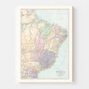 Vintage Map of Brazil 1904
