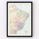 Vintage Map of Brazil 1904