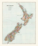 Vintage Map of New Zealand 1904