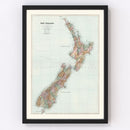 Vintage Map of New Zealand 1904