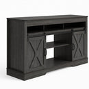 Farmhouse TV Stand With Sliding Barn Doors & Adjustable Storage