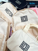 Tan Checkered Backpack - NO CUSTOMIZATION
