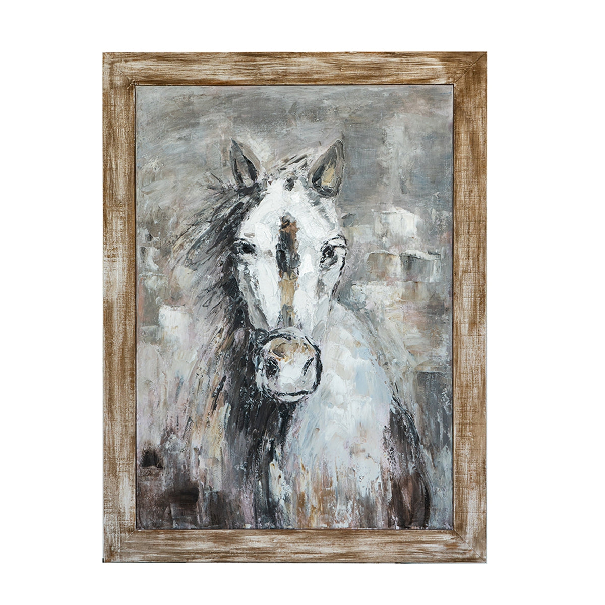 35.4x47.2x1.2" Hand-Painted White Horse Artwork, photo 2 of 10