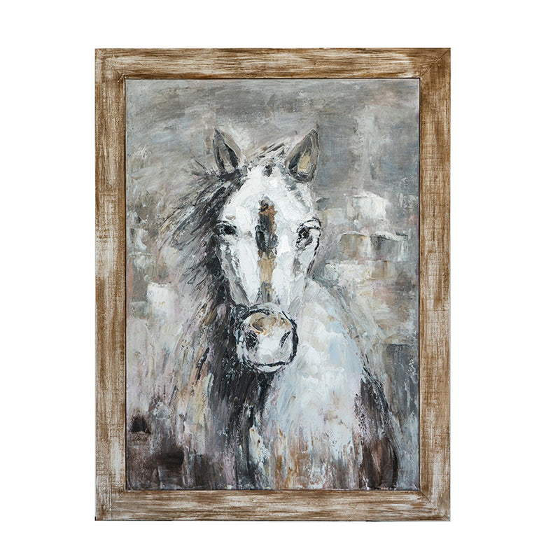 35.4x47.2x1.2" Hand-Painted White Horse Artwork, photo 2 of 10