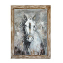 35.4x47.2x1.2" Hand-Painted White Horse Artwork by HouseOfZazla