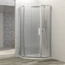 Diamond Shaped Corner Shower Door, Inward Sliding, Stainless Steel Frame by HouseOfZazla