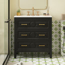 Retro Bathroom Vanity With Sink Combo, Free Standing Single Set With 3 Drawers by Unique Piece Furniture