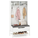 69 Inches Tall Hall Tree 4-in-1 Coat Rack with Seat Cushion and Shoe Storage-Rustic Brown by DirectDeals