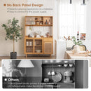 69 Inch Wine Bar Kitchen Cabinet with Sliding Tempered Glass and Rattan Door-Natural by LJGDeals