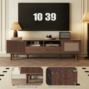 TV Stand For 75" TVs With Soft Closing Doors, Console With Accents And Drop Down Cabinet - Dark Brown by Unique Piece Furniture