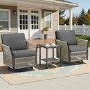 Swivel Outdoor Chairs Set of 2 with Side Table, 3 Pieces Wicker Furniture Set