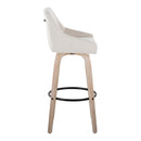 Hannah - Transitional Fixed Height Barstool With Swivel With Round Footrest (Set of 2) by HouseOfZazla