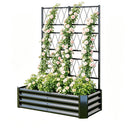 Galvanized Raised Garden Bed with Arch Trellis