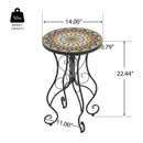 Round Ceramic Outdoor Side Table, Colorful + Black by HouseOfZazla