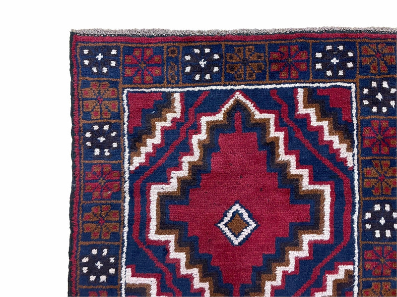 3 X 5 Vintage Handmade Tribal Wool Rug Balouchi Rug Afghan Rug Red Beige Nice