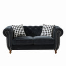 Chesterfield Upholstery Fabric Loveseat With Roll Armrest And Nailhead by HouseOfZazla
