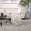 Modern Wool Rope Square Pouf Ottoman Floor Cushion - Gray / Ivory by HouseOfZazla