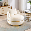360 Degree Swivel Accent Chair Velvet Modern Upholstered Barrel Chair Over-Sized Soft Chair with Seat Cushion for Living Room, Bedroom, Office, Apartment, Beige