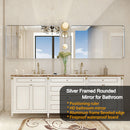 Rounded Corner Rectangle Bathroom Mirror For Wall Metal Frame Wall Mounted Bathroom Mirror Vanity Bathroom Mirror (Horizontal & Vertical) by Unique Piece Furniture