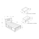 Lucille - 5 Piece Bedroom Set With Storage Drawers And Bookcase Headboard by HouseOfZazla