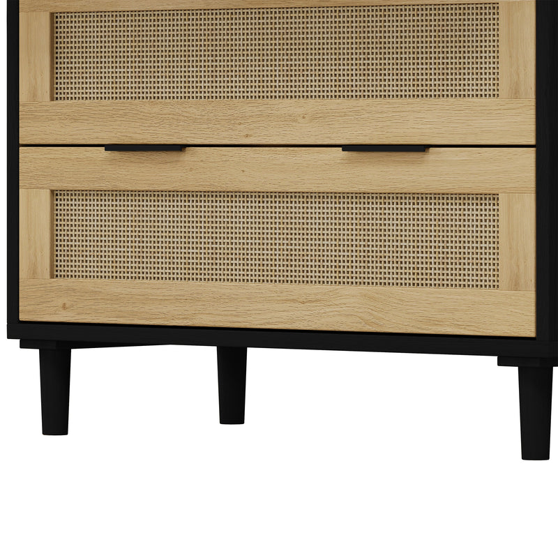 31.50"3-Drawers Rattan Storage Cabinet Rattan Drawer,for Bedroom,Living Room,Dining Room,Hallways,Black