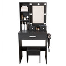 Vanity Desk Set with LED Lighted Mirror & Padded Stool