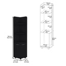Corner Cabinet Tall With 3 Tier Shelf And 2 Door - Black by HouseOfZazla