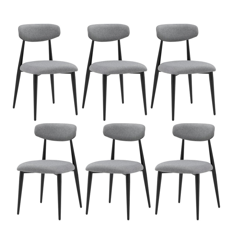 (Set of 6) Dining Chairs, Upholstered Chairs with Metal Legs for Kitchen Dining Room, Grey