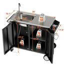 Outdoor Grill Table With Sink, Grill Cart With Sink And Cabinet With Wheels - Black / Silver by HouseOfZazla