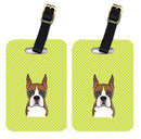 Checkerboard Lime Green Boxer Luggage Tag