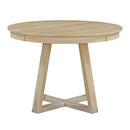 5-Piece Retro Functional Dining Set, Round Table with a 16"W Leaf and 4 Upholstered Chairs for Dining Room and Living Room (Natural)