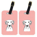 Checkerboard Pink Dalmatian Luggage Tag