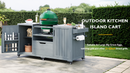 K&K 66.5' Outdoor Kitchen Island for Big Green Egg Grills, Solid Wood Outdoor Grill Cart for Tabletop Grill with Stainless Steel Top, Drawer, Compatible with Large Big Green Egg, Kamado Joe- Grey Blue by Montret