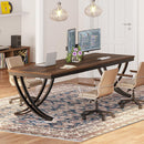 2 Person Desk With X Legs, Extra Long Office Workstation - Brown / Black by HouseOfZazla