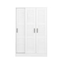 3-Door Shutter Wardrobe with shelves, White