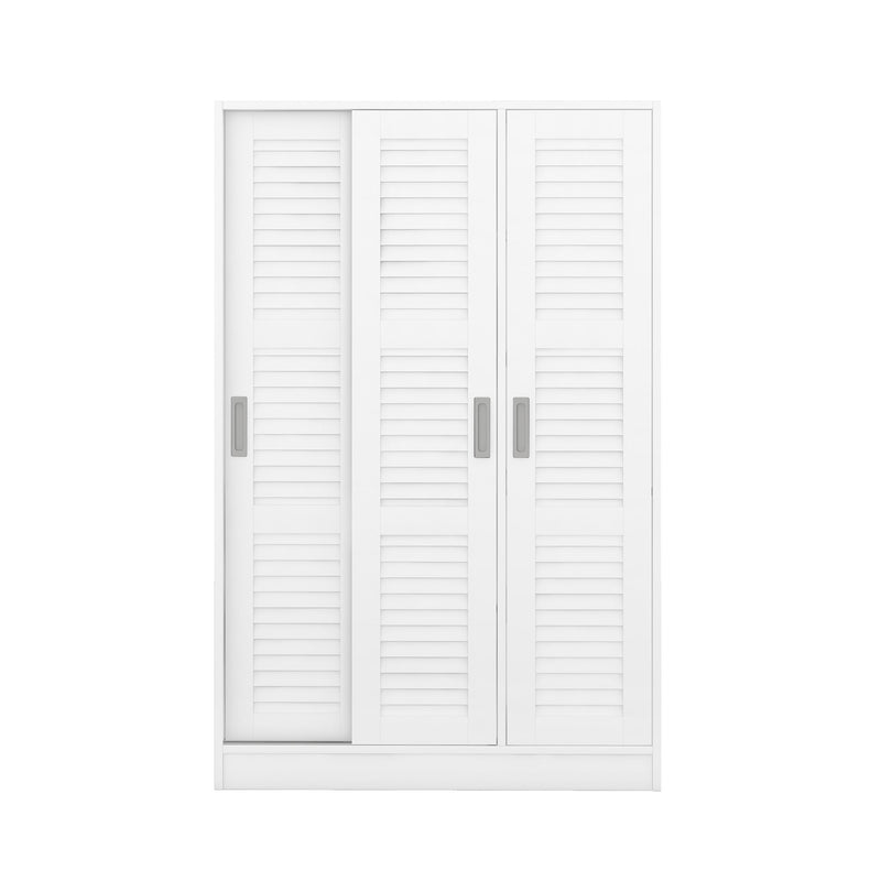 3-Door Shutter Wardrobe with shelves, White