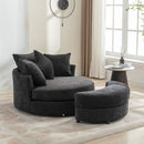 360° Swivel Accent Barrel Chair With Storage Ottoman & 4 Pillows, Modern Leisure Chair Round Accent For Living Room by HouseOfZazla
