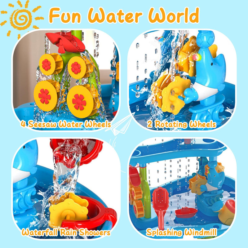 Kid Sand Water Table Toddler Water Activity Table Rain Showers Play Table Toy for 3-6 Years Old Sensory Exercise Friendship Building, photo 4 of 12