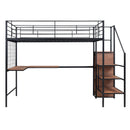 Loft Bed With Desk And Grid, Stylish Frame With Lateral Storage Ladder And Wardrobe by Unique Piece Furniture